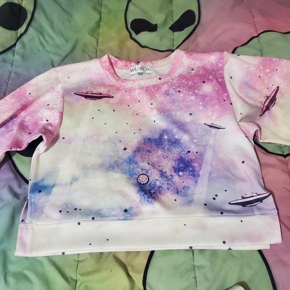 Wildfox Couture Space Cadet pop art TOP & SKIRT set UFO - Picture 8 of 14